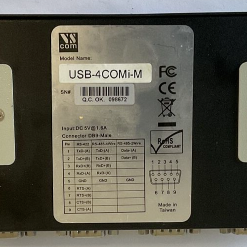 VS COM USB-4COMI-M CONNECTOR DB9-MALE 5VDC 1.6 4 PORT RS 422/285