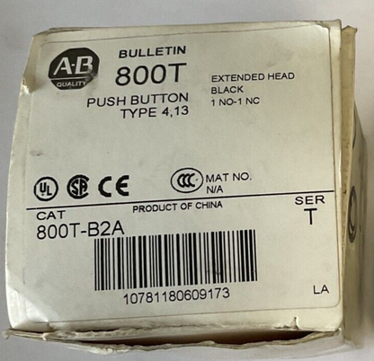 ALLEN BRADLEY 800T-B2A SER.T PUSH BUTTON EXTENDED HEAD BLACK