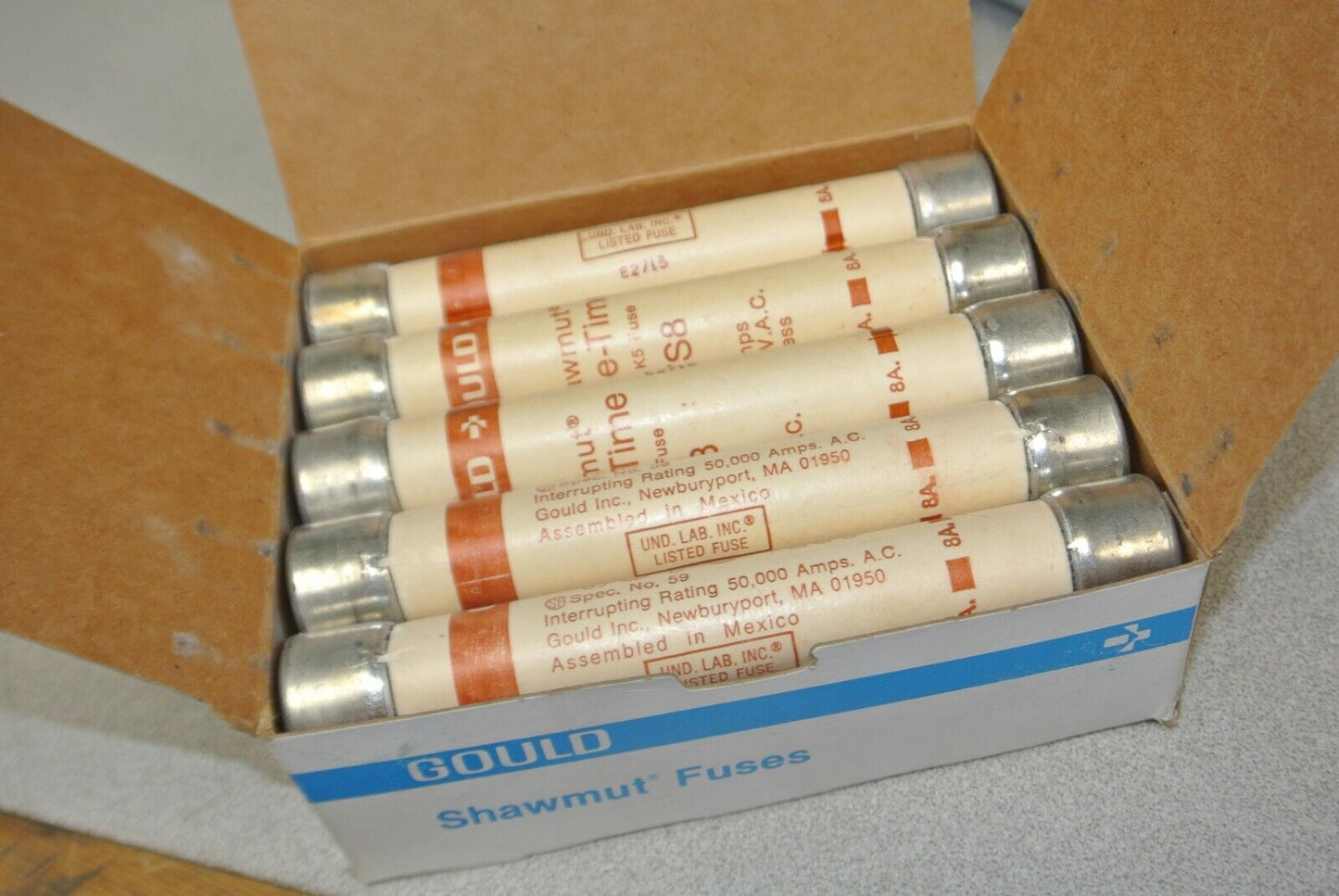 BOX of 10 / GOULD SHAWMUT OTS8 CLASS K5 FUSE 8A / 600V / NEW SURPLUS