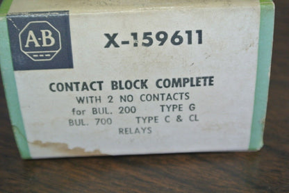 ALLEN-BRADLEY X-159611 CONTACT BLOCK COMPLETE 2 N.O. CONTACTS - NEW SURPLUS