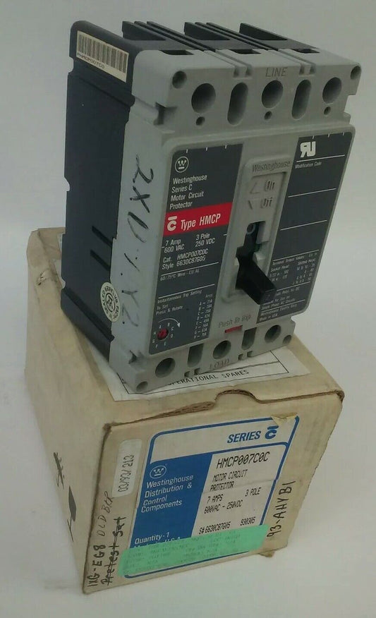 WESTINGHOUSE HMCP007COC SER.C MOTOR CIRCUIT PROTECTOR TRIP UNIT 7A 3P 600V