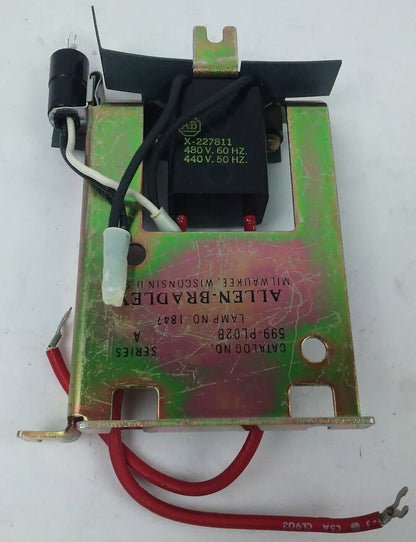 ALLEN BRADLEY 599-PL02B SER. A, PILOT LIGHT W/ RED LENS, SIZES 0-1-2, 480V- 60HZ