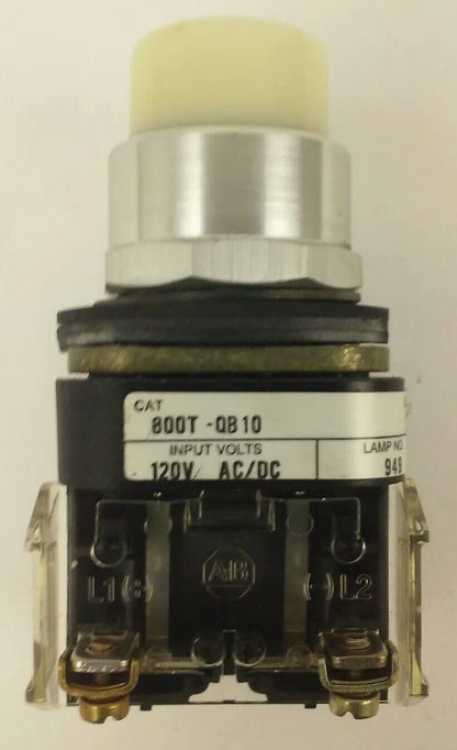 ALLEN BRADLEY 800T-QB10 SER. T, PUSH BUTTON  120V AC/DC, 949 LAMP, W/ 800T-XA