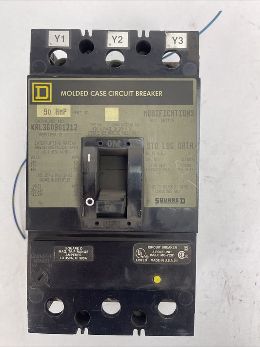SQUARE D KAL360901212 MOLDED CASE CIRCUIT BREAKER SERIES 2 600VAC 250VDC 90A 3P