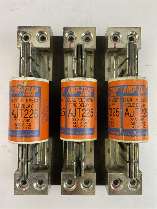 GOULD 64033J FUSE BLOCK 600V 400AMP 3POLE CLASS J AMP-TRAP 2000 AJT225 FUSE 225A