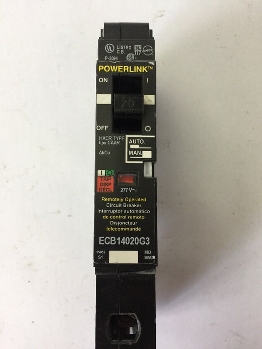 SQUARE D ECB14020G3 CIRCUIT BREAKER POWERLINK 277 VAC 20AMP 1 POLE