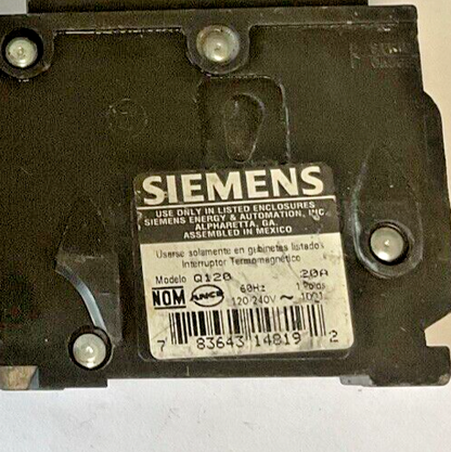 SIEMENS Q120(1POLE) & Q240(2POLE) CIRCUIT BREAKER 120/240VAC 20, 40A 60HZ