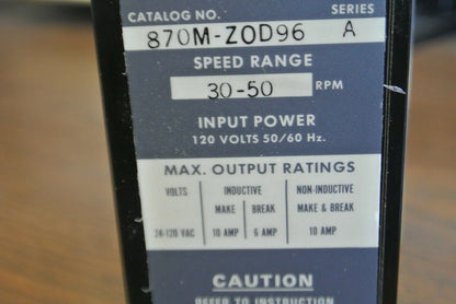 ALLEN-BRADLEY 870M-ZOD96 Ser. A / MOTION DETECTOR 30-50 RPM / 120V / NEW SURPLUS