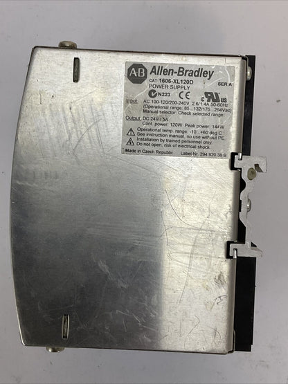 ALLEN BRADLEY 1606-XL120D POWER SUPPLY SER A OUTPUT 24VDC 5A INPUT 100-120/200-