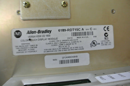ALLEN-BRADLEY 6182H-15TEH4B VersaView CE1500H COLOR TOUCH DISPLAY MONITOR 24VDC