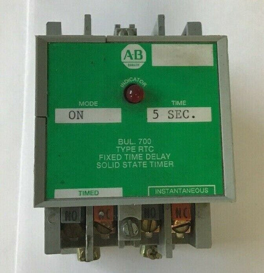 ALLEN BRADLEY 700-RTC33S050U1 SER A FIXED TIME DEL. SOLID STATE TIMER 120VDC/120