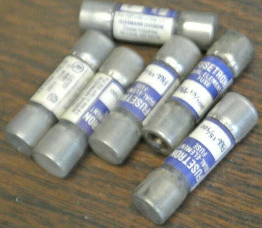 LOT of 6 / BUSS FNA15/100 FUSETRON FUSE / 15/100A (.15A) / 250V / NEW SURPLUS