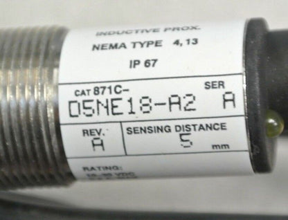 ALLEN-BRADLEY 871C-D5NE18-A2 CYLIND. INDUCTIVE PROXIMITY SWITCH / 10-30VDC 18mm