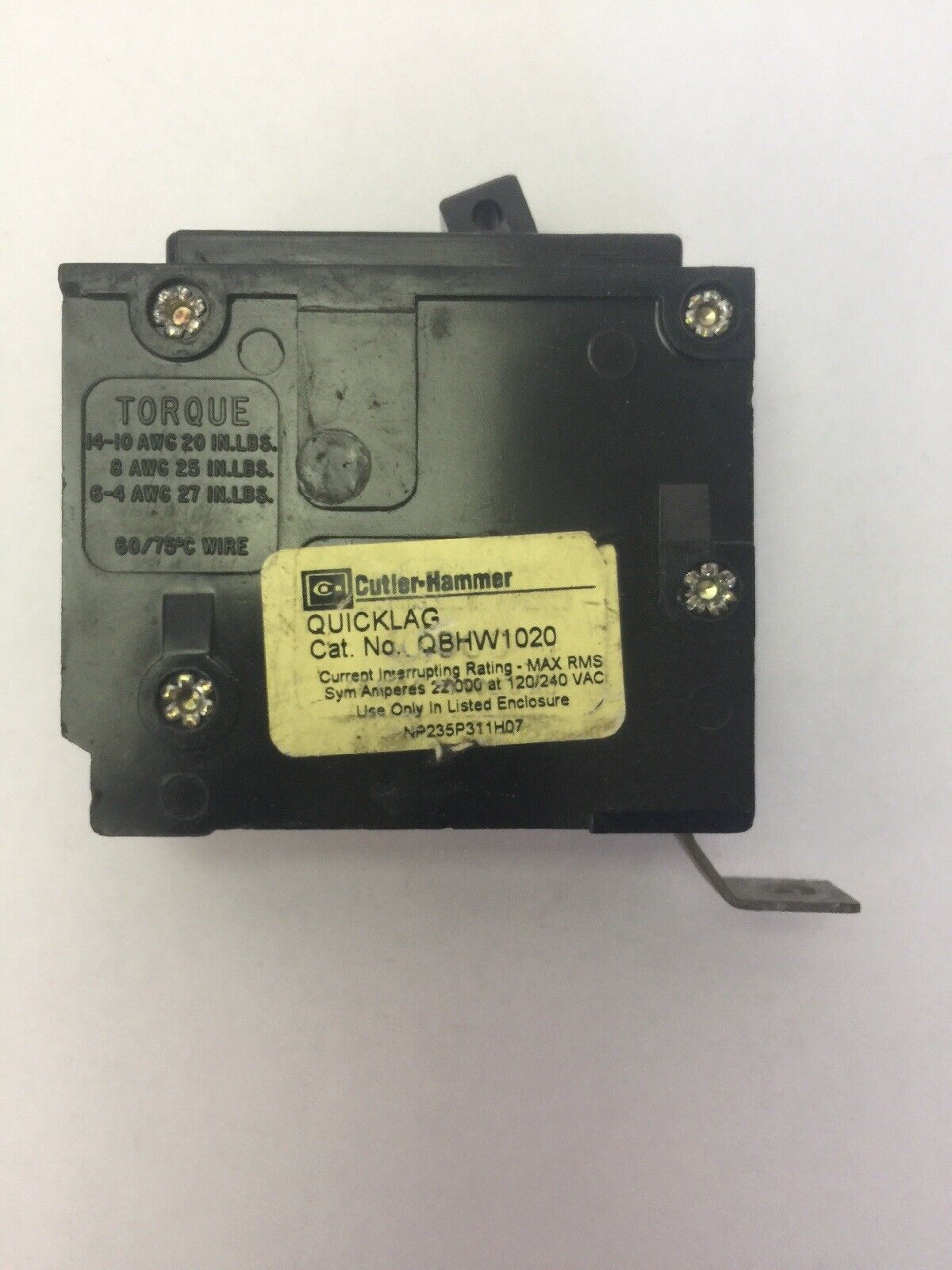 CUTLER HAMMER WESTINGHOUSE QBHW1020 CIRCUIT BREAKER 20A 120/240VAC 1P (LOT OF 4)