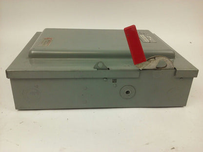 WESTINGHOUSE HF461 SAFETY SWITCH, 30A, 600V, 4P FUSIBLE, 25 H.P., NEW