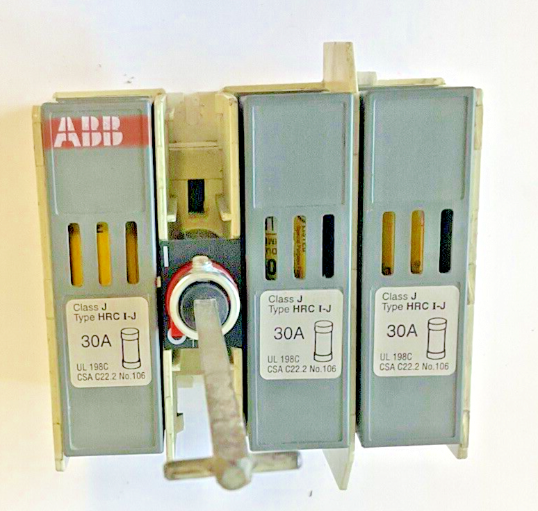 ABB OS 30AJ12 GENERAL PURPOSE SWITCH 600VAC 30A W/ LPJ-30SP FUSE(3)