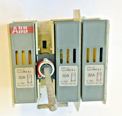ABB OS 30AJ12 GENERAL PURPOSE SWITCH 600VAC 30A W/ LPJ-30SP FUSE(3)