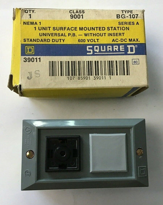 SQUARE D 9001 BG-107 SURFACE MOUNTED STATION UNIV. PUSHBUTTON W/O INSERT SER.A