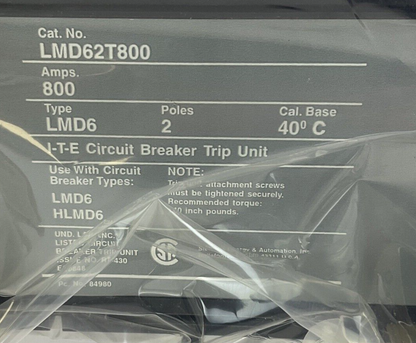 SIEMENS LMD62T800 TRIP UNIT 250VDC 800A 2POLE
