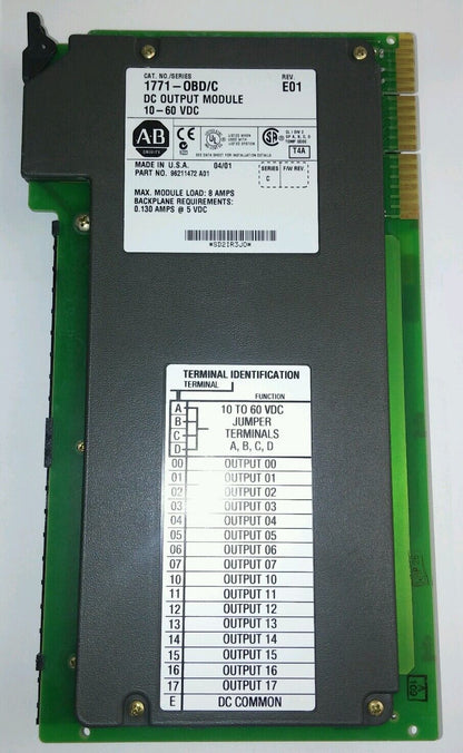 ALLEN-BRADLEY 1771-OBD/C REV E01 DC OUTPUT MODULE 10-60 VDC