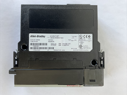 ALLEN BRADLEY 1756-IA16 SER A F/W REV 3.3 AC INPUT 16PT 120VAC 50/60HZ 13mA