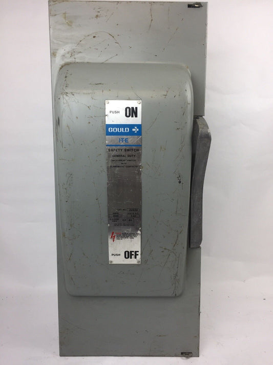 GOULD JU324 VACU-BREAK SWITCH WITH CLAMPMATIC  CONTACTS 200 AMPS 3 PHASE 240 VAC
