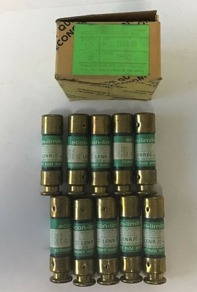 ECONOMY LENR 10 FUSE CLASS RK5 ECON-LIMITER 250VAC 10A ***LOTOF10***