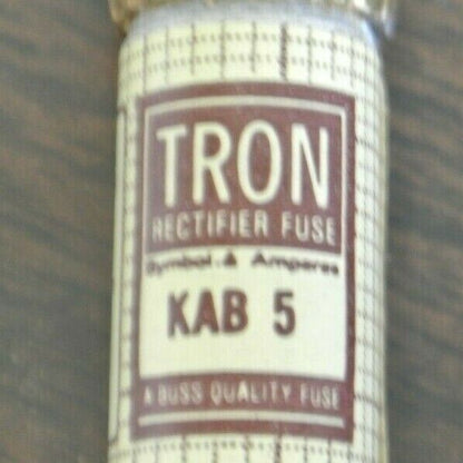 BOX of 10 / BUSSMANN / TRON KAB-5 RECTIFIER FUSES 5A / 250V NEW SURPLUS