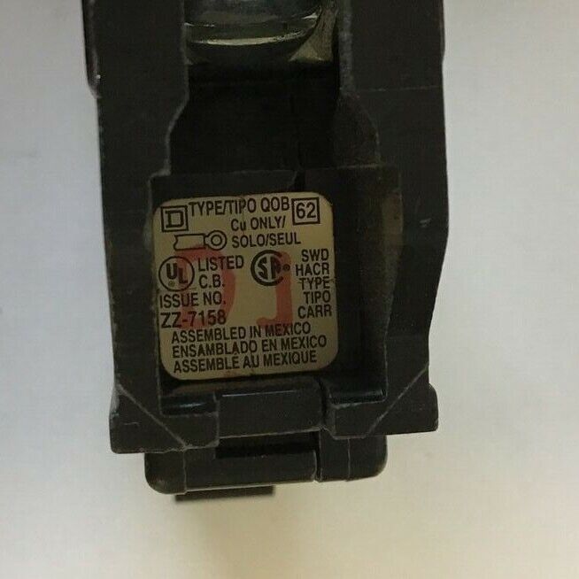 SQUARE D QOB120VH5237 CIRCUIT BREAKER 20A 120/240VAC 50/60HZ