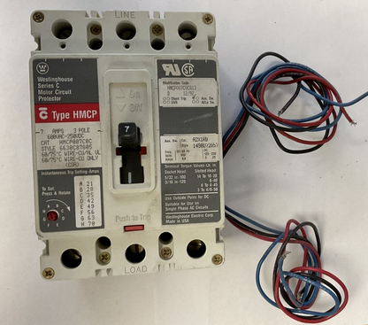 CUTLER HAMMER HMCP007C0C CIRCUIT BREAKER 7A 3POLE 600VAC-250VDC