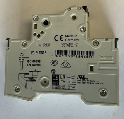 SIEMENS 5SY41 MCB C1 CIRCUIT BREAKER 230/400V W/5ST3010 CIRCUIT SWITCH