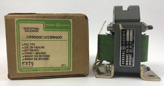 GE CR9500C101BW60D SOLENOID PULL TYPE COIL 230V 60HZ INT STROKE 1-INCH MAX