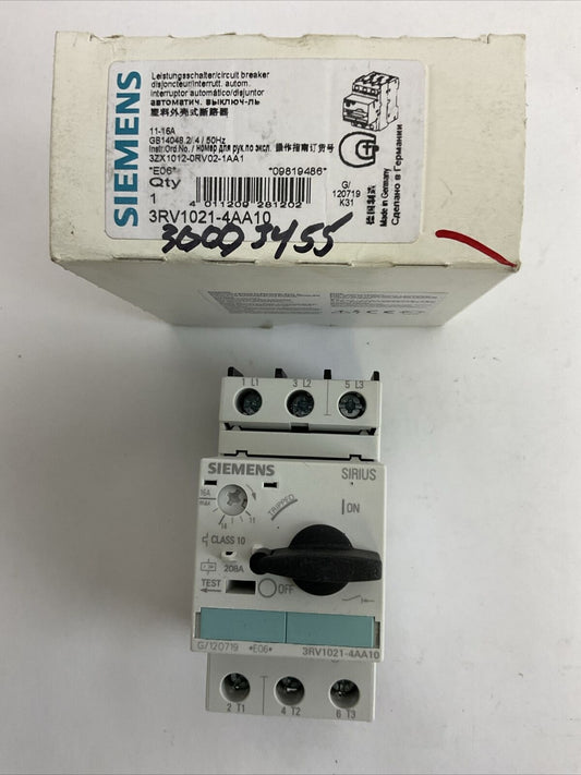 SIEMENS 3RV2021-4AA10 CIRCUIT BREAKER 11-16A