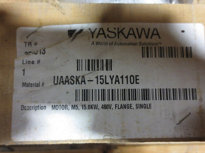 YASKAWA UAASKA-15LYA110E AC SPINDLE SERVO MOTOR, M5, 15.0KW, 400V - NEW in CRATE