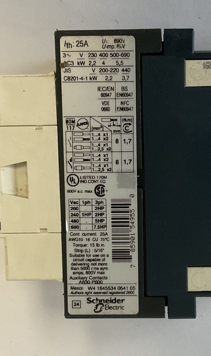 TELEMECANIQUE LC1D09BL CONTACTOR 24VDC 25A