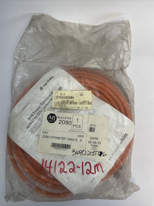 ALLEN BRADLEY 2090-CPWM7DF-14AA12 SER A POWER CABLE WITH SPEED TEC DIN CONNECTOR