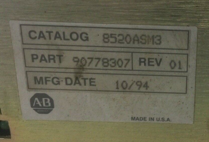 ALLEN BRADLEY 8520ASM3 SERVO MODULE ANALOG REV 01 90778307