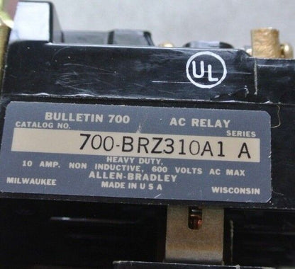 ALLEN-BRADLEY 700-BRZ310A1 AC CONTROL RELAY - 3NO/1NC 120V COIL 10A NEW SURPLUS