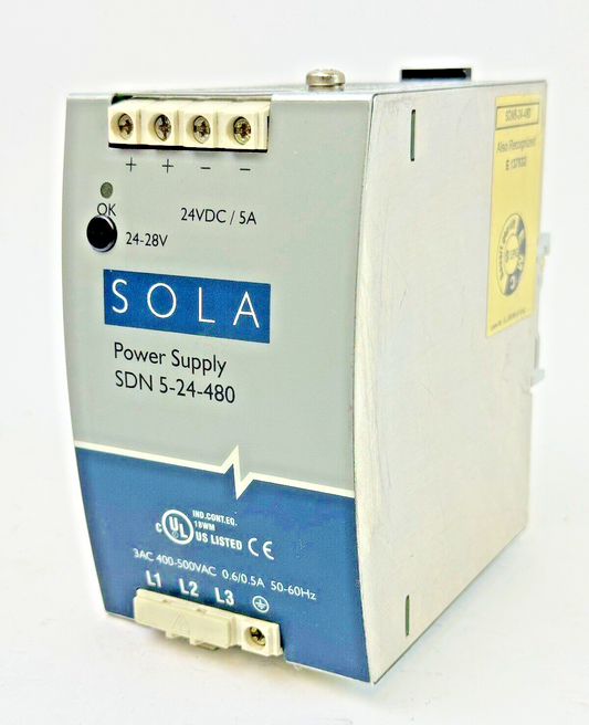 SOLA / EMERSON - SDN 5-24-480 - POWER SUPPLY - 24 VDC, 5 A, 50-60Hz