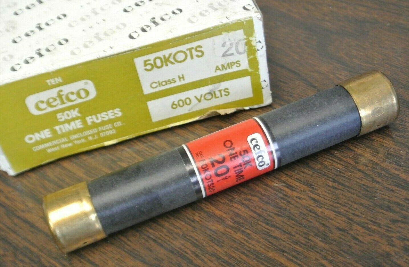 CEFCO 50KOTS20 ONE-TIME CLASS K5 FUSE / 20A / 600V NEW SURPLUS