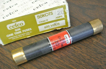 CEFCO 50KOTS20 ONE-TIME CLASS K5 FUSE / 20A / 600V NEW SURPLUS