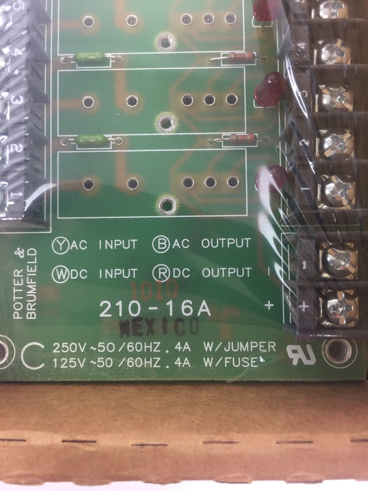 POTTER & BRUMFIELD 210-16A MODULE 250V 50/60HZ .4A W/JUMPER 125V 50/60HZ W/FUSE
