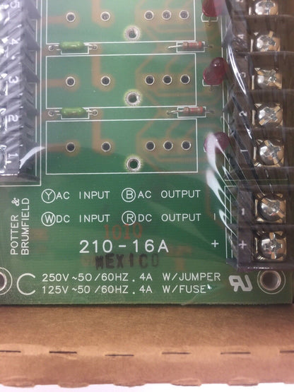 POTTER & BRUMFIELD 210-16A MODULE 250V 50/60HZ .4A W/JUMPER 125V 50/60HZ W/FUSE