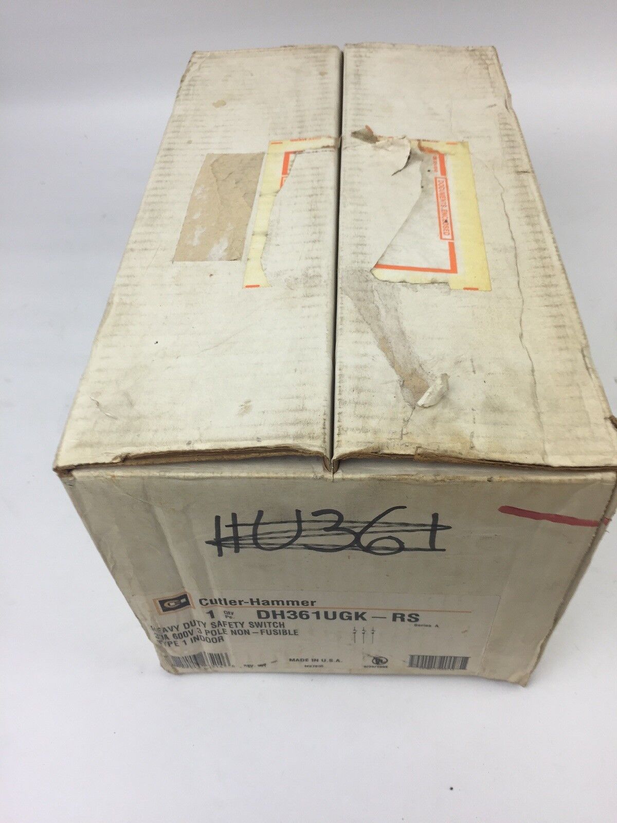 CUTLER HAMMER DH361UGK-RS HEAVY DUTY SAFETY SWITCH 30A 600V 3 POLE NON-FUSIBLE