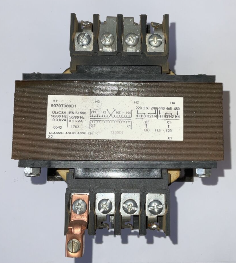 SQUARE D 9070T300D1 CONTROL TRANSFORMER 480V 50/60HZ 0.3KVA 0.2KVA