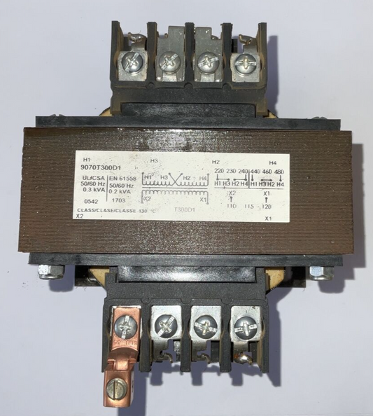 SQUARE D 9070T300D1 CONTROL TRANSFORMER 480V 50/60HZ 0.3KVA 0.2KVA