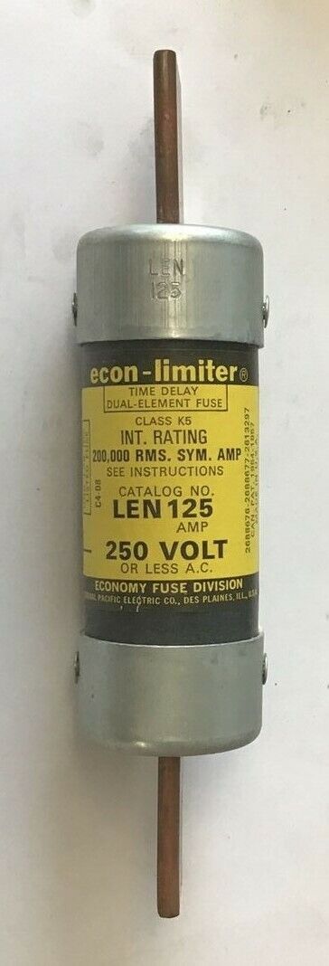 ECONOMY LEN125 ECON-LIMITER CLASS K5 125A 250V TIME DELAY DUAL ELEMENT