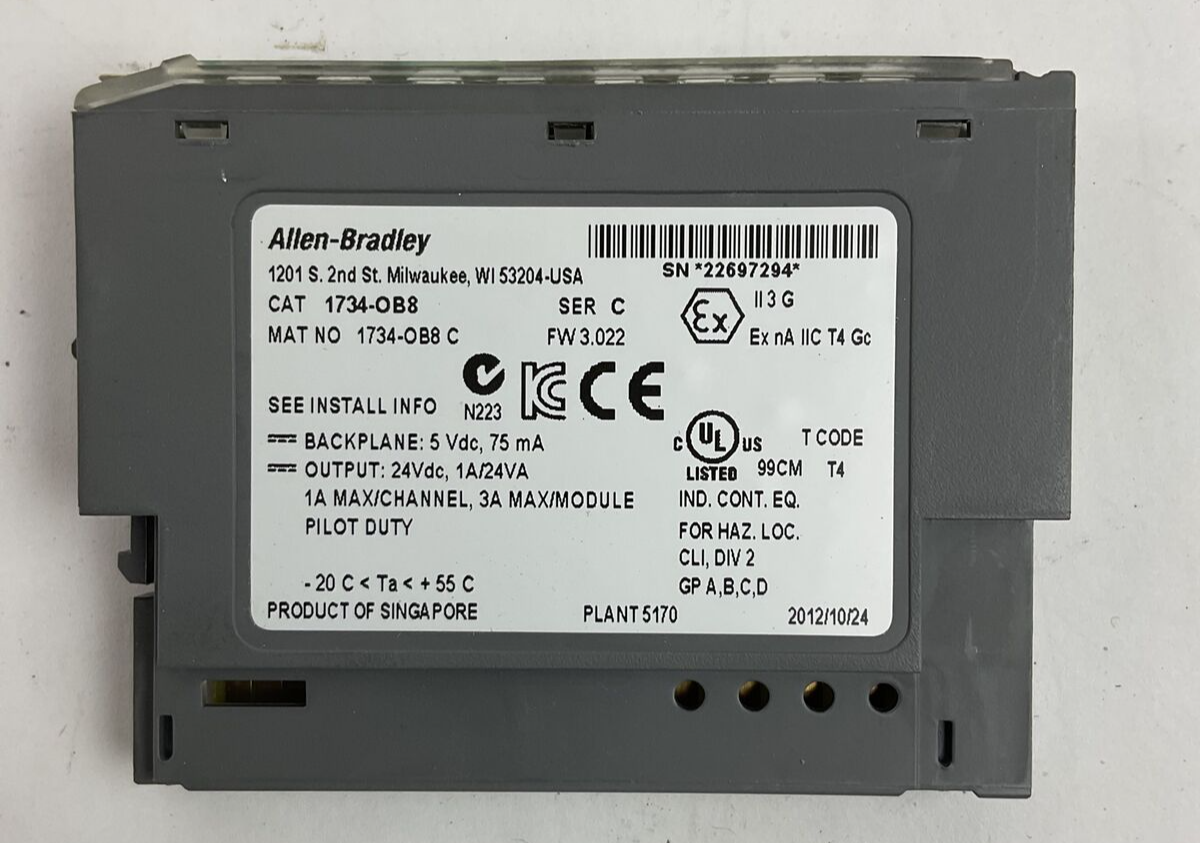 ALLEN BRADLEY 1734-OB8 SER C FW 3.022 OUTPUT MODULE
