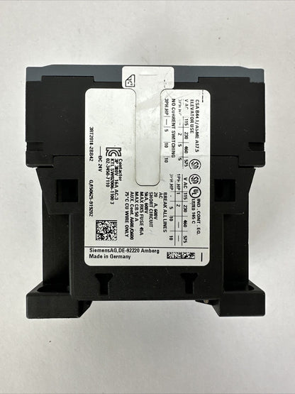 SIEMENS 3RT2018-2BB42 CONTACTOR 20A 600VAC COIL 24VDC