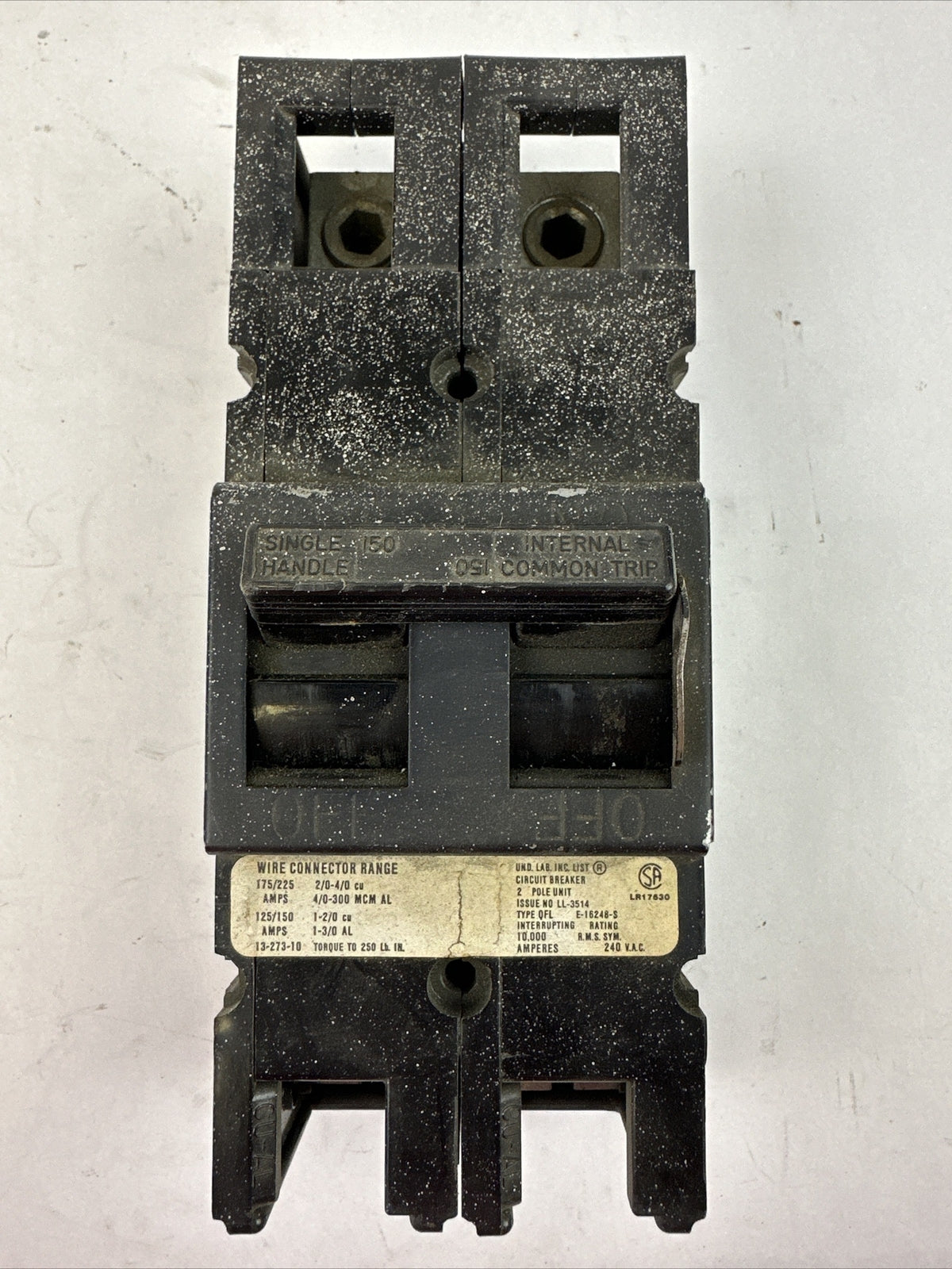 GTE SYLVANIA QFL2150 CIRCUIT BREAKER 150AMP 2POLE 240VAC